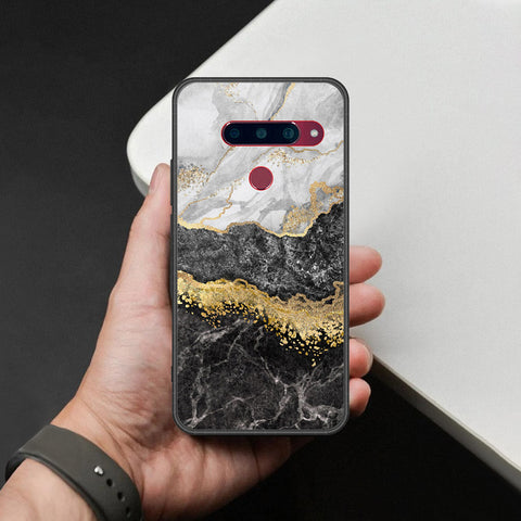 LG V40 Thinq Cover - Colorful Marble Series - HQ Ultra Shine Premium Infinity Glass Soft Silicon Borders Case