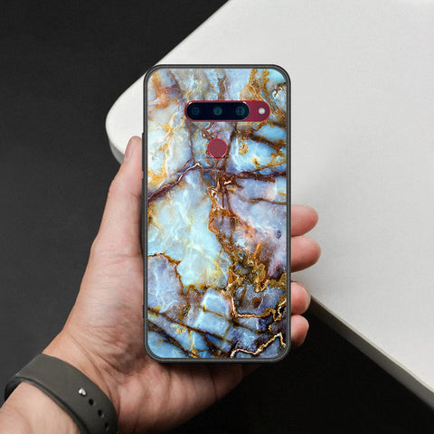 LG V40 Thinq Cover - Colorful Marble Series - HQ Ultra Shine Premium Infinity Glass Soft Silicon Borders Case