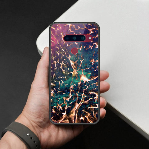 LG V40 Thinq Cover - Colorful Marble Series - HQ Ultra Shine Premium Infinity Glass Soft Silicon Borders Case