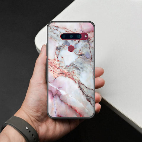 LG V40 Thinq Cover - Colorful Marble Series - HQ Ultra Shine Premium Infinity Glass Soft Silicon Borders Case