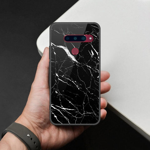 LG V40 Thinq Cover - Black Marble Series - HQ Ultra Shine Premium Infinity Glass Soft Silicon Borders Case