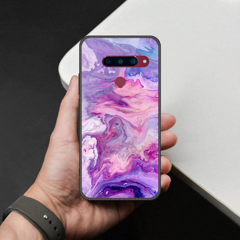 LG V40 Thinq Cover - Colorful Marble Series - HQ Ultra Shine Premium Infinity Glass Soft Silicon Borders Case