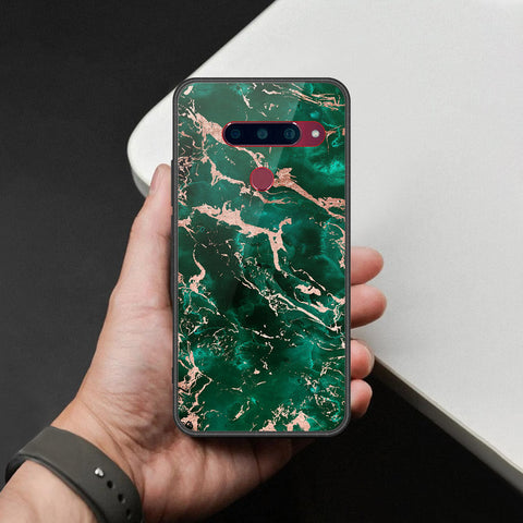 LG V40 Thinq Cover - Colorful Marble Series - HQ Ultra Shine Premium Infinity Glass Soft Silicon Borders Case