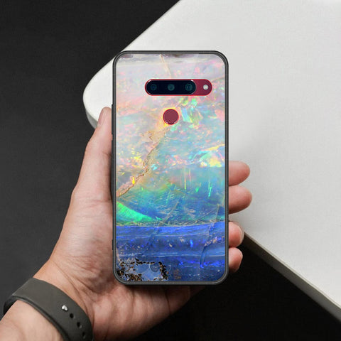 LG V40 Thinq Cover - Colorful Marble Series - HQ Ultra Shine Premium Infinity Glass Soft Silicon Borders Case