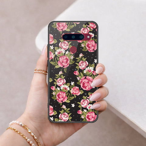 LG V40 Thinq Cover - Floral Series - HQ Ultra Shine Premium Infinity Glass Soft Silicon Borders Case