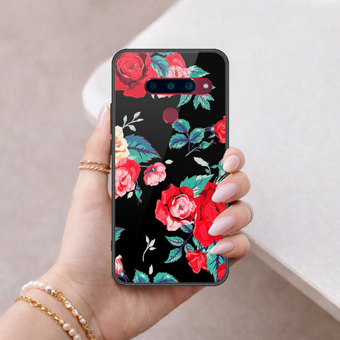 LG V40 Thinq Cover - Floral Series - HQ Ultra Shine Premium Infinity Glass Soft Silicon Borders Case