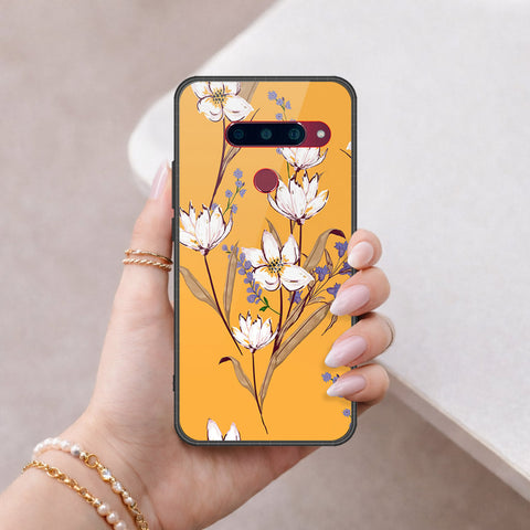 LG V40 Thinq Cover - Floral Series - HQ Ultra Shine Premium Infinity Glass Soft Silicon Borders Case