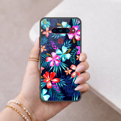 LG V40 Thinq Cover - Floral Series - HQ Ultra Shine Premium Infinity Glass Soft Silicon Borders Case