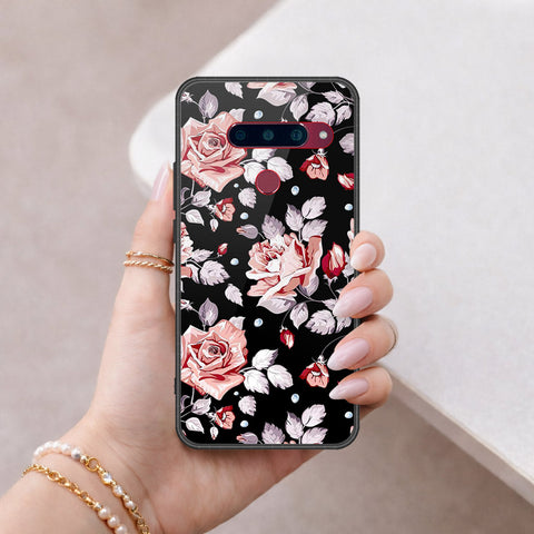 LG V40 Thinq Cover - Floral Series - HQ Ultra Shine Premium Infinity Glass Soft Silicon Borders Case