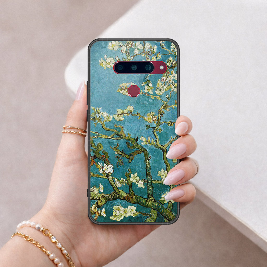 LG V40 Thinq Cover - Floral Series 2 - HQ Ultra Shine Premium Infinity Glass Soft Silicon Borders Case