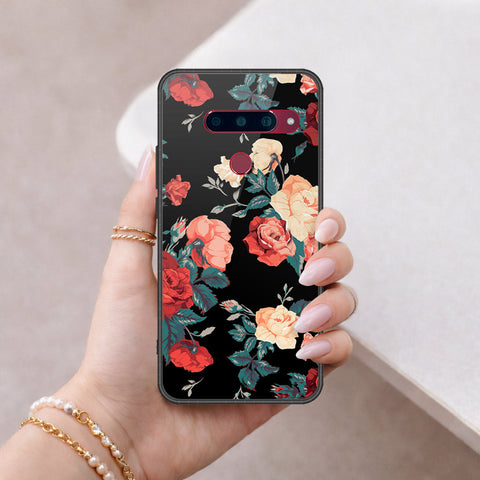 LG V40 Thinq Cover - Floral Series 2 - HQ Ultra Shine Premium Infinity Glass Soft Silicon Borders Case