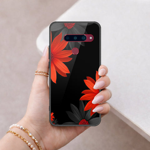 LG V40 Thinq Cover - Floral Series 2 - HQ Ultra Shine Premium Infinity Glass Soft Silicon Borders Case