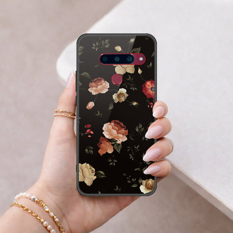LG V40 Thinq Cover - Floral Series 2 - HQ Ultra Shine Premium Infinity Glass Soft Silicon Borders Case