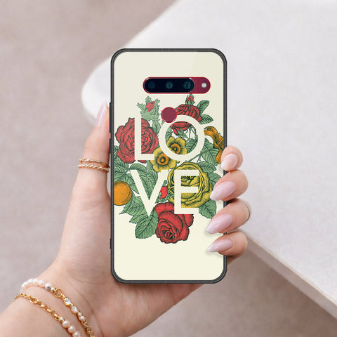 LG V40 Thinq Cover - Floral Series 2 - HQ Ultra Shine Premium Infinity Glass Soft Silicon Borders Case
