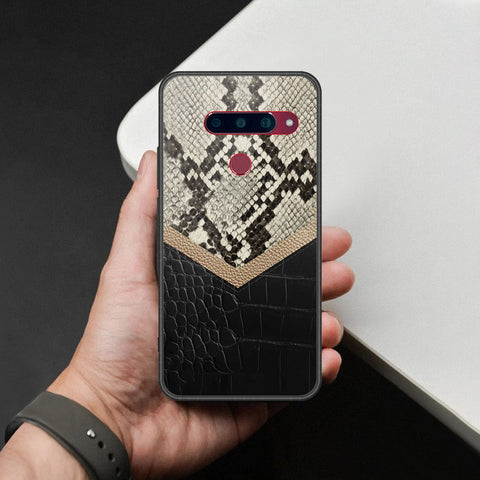 LG V40 Thinq Cover - Printed Skins Series - HQ Ultra Shine Premium Infinity Glass Soft Silicon Borders Case