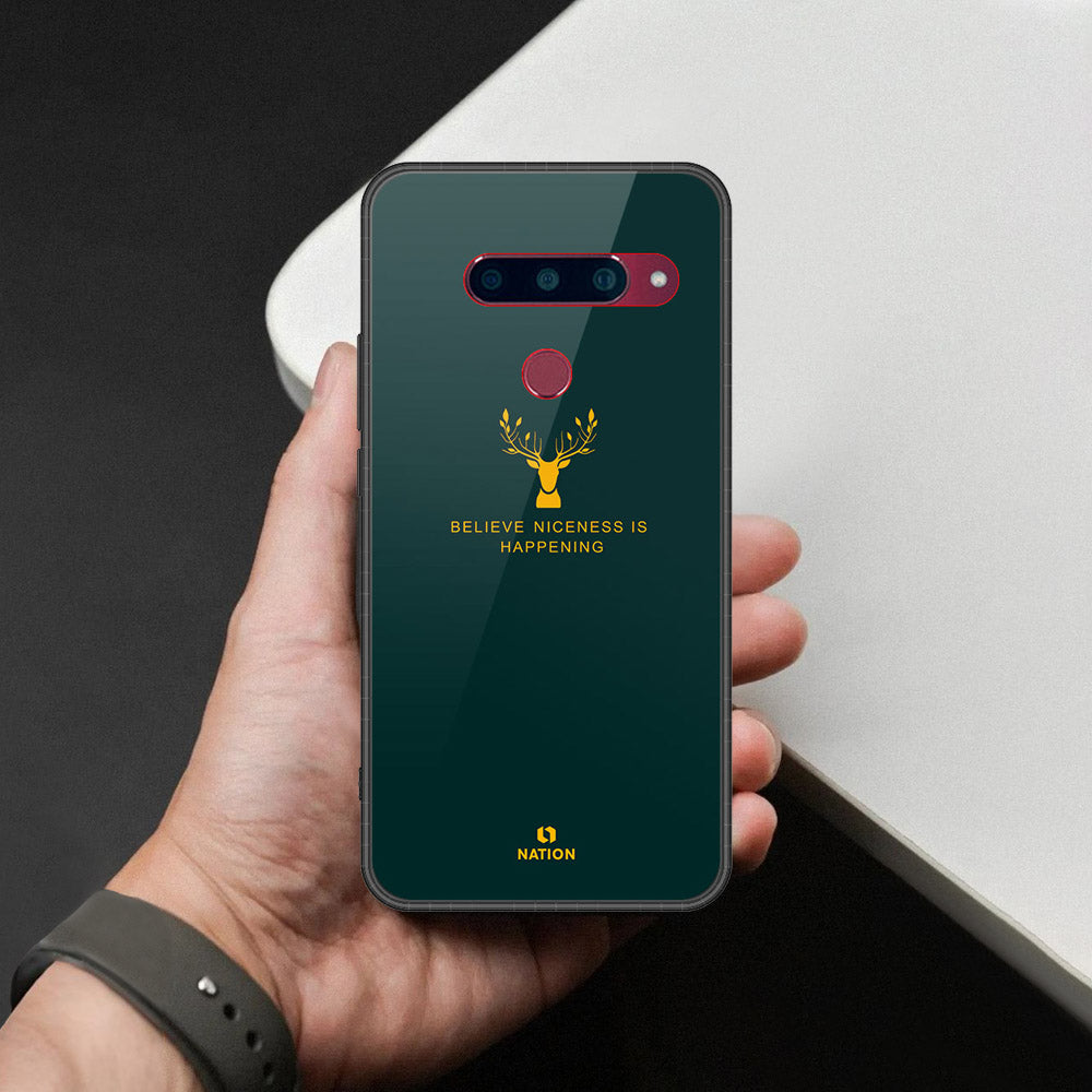 LG V40 Thinq Cover - Nice Series - HQ Ultra Shine Premium Infinity Glass Soft Silicon Borders Case