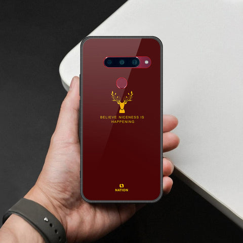 LG V40 Thinq Cover - Nice Series - HQ Ultra Shine Premium Infinity Glass Soft Silicon Borders Case