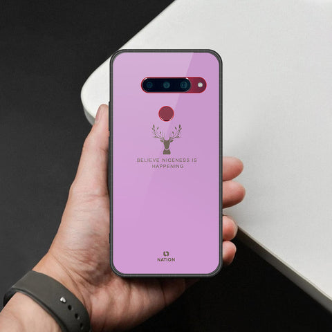 LG V40 Thinq Cover - Nice Series - HQ Ultra Shine Premium Infinity Glass Soft Silicon Borders Case