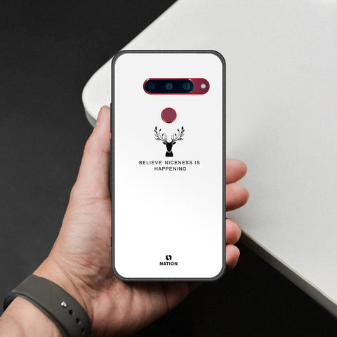 LG V40 Thinq Cover - Nice Series - HQ Ultra Shine Premium Infinity Glass Soft Silicon Borders Case