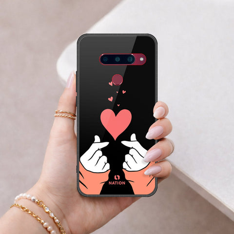 LG V40 Thinq Cover - Onation Heart Series - HQ Ultra Shine Premium Infinity Glass Soft Silicon Borders Case