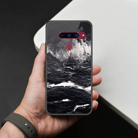 LG V40 Thinq Cover - Black Marble Series - HQ Ultra Shine Premium Infinity Glass Soft Silicon Borders Case
