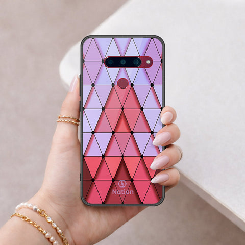 LG V40 Thinq Cover - Onation Pyramid Series - HQ Ultra Shine Premium Infinity Glass Soft Silicon Borders Case