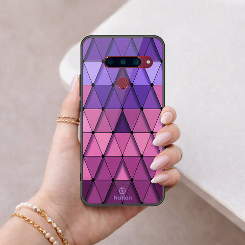 LG V40 Thinq Cover - Onation Pyramid Series - HQ Ultra Shine Premium Infinity Glass Soft Silicon Borders Case