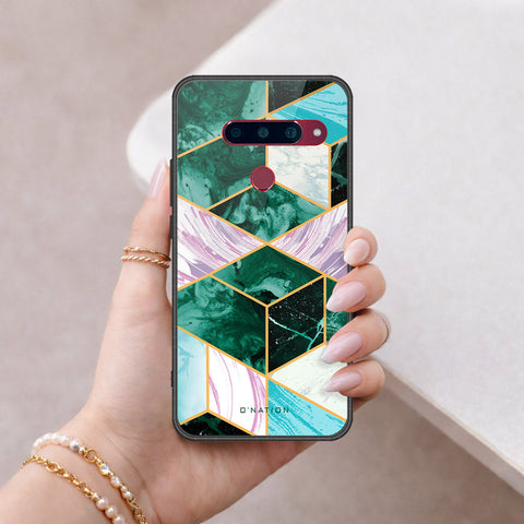 LG V40 Thinq Cover - O'Nation Shades of Marble Series - HQ Ultra Shine Premium Infinity Glass Soft Silicon Borders Case