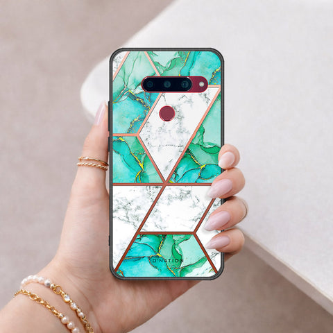 LG V40 Thinq Cover - O'Nation Shades of Marble Series - HQ Ultra Shine Premium Infinity Glass Soft Silicon Borders Case