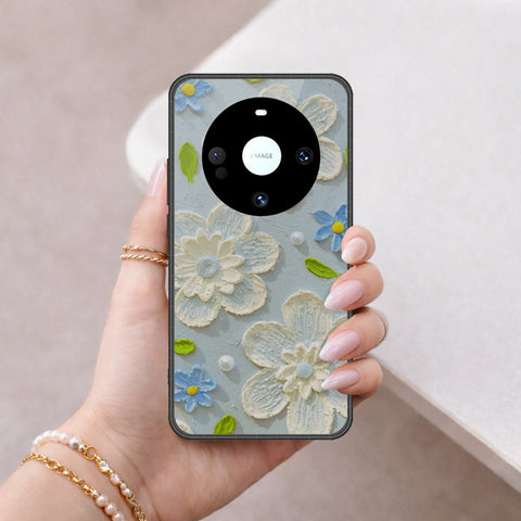 Huawei Mate 60 Cover - Floral Series - Design 3 - Sky Blue - HQ Premium Shine Durable Shatterproof Case