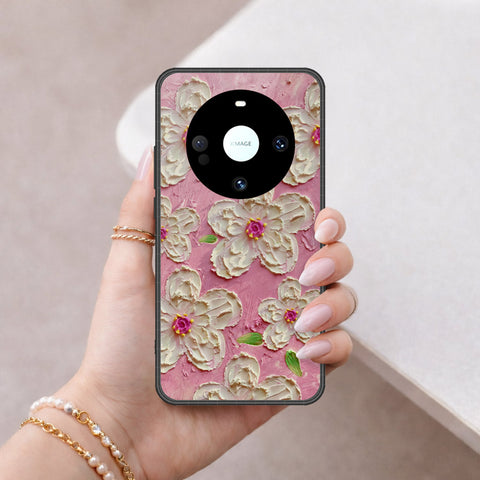 Huawei Mate 60 Cover - Floral Series - Design 5 - Pink & White - HQ Premium Shine Durable Shatterproof Case