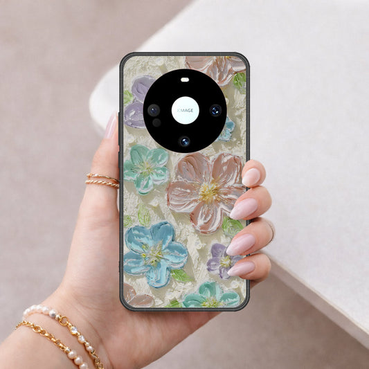 Huawei Mate 60 Cover - Floral Series - Design 14 - Blue & Purple - HQ Premium Shine Durable Shatterproof Case