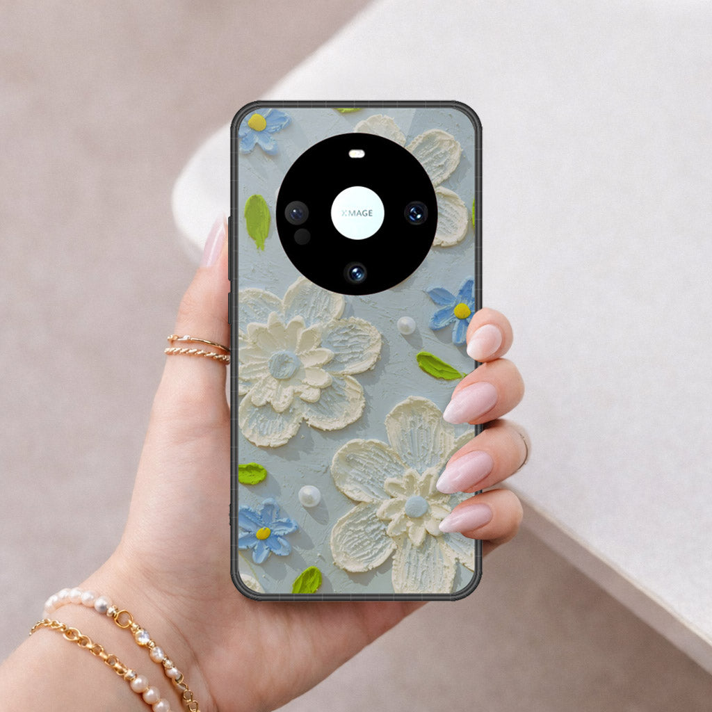 Huawei Mate 60 Pro Plus Cover - Floral Series - Design 3 - Sky Blue - HQ Premium Shine Durable Shatterproof Case