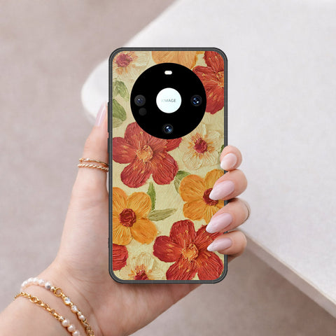Huawei Mate 60 Pro Plus Cover - Floral Series - Design 6 - Red & Orange - HQ Premium Shine Durable Shatterproof Case