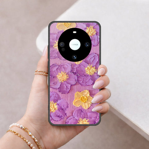Huawei Mate 60 Pro Cover - Floral Series - Design 8 - Purple & Yellow - HQ Premium Shine Durable Shatterproof Case