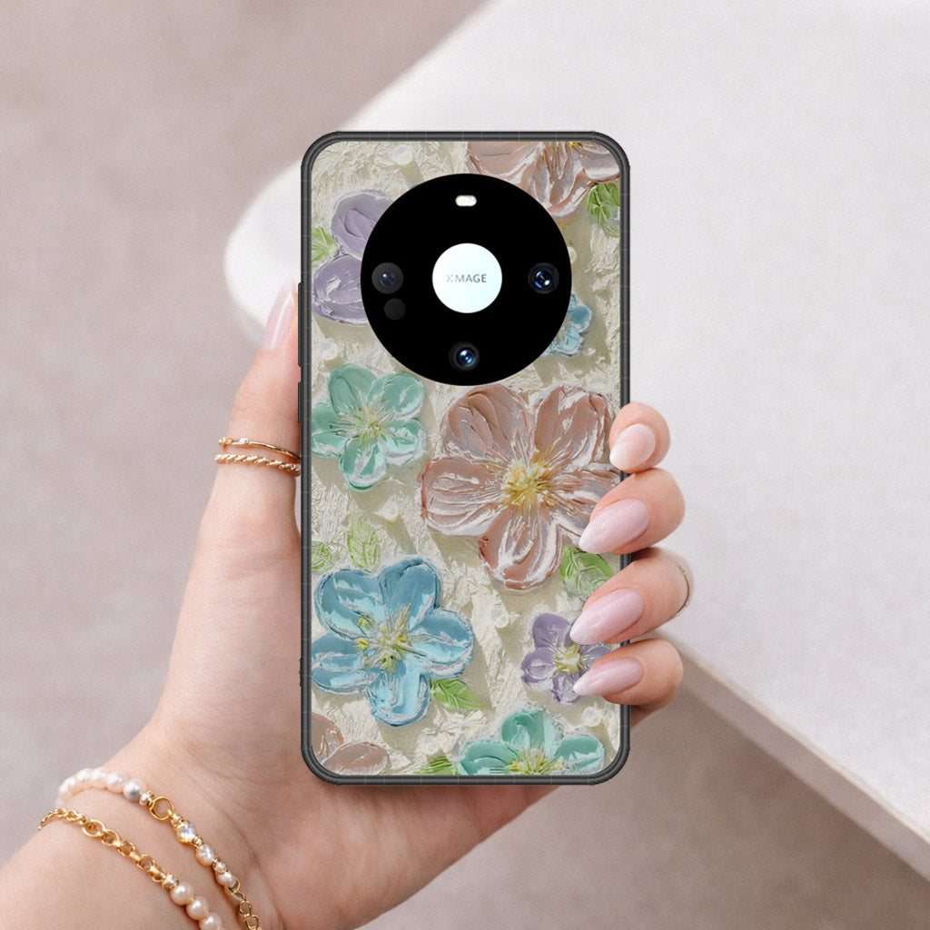Huawei Mate 60 Pro Cover - Floral Series - Design 14 - Blue & Purple - HQ Premium Shine Durable Shatterproof Case