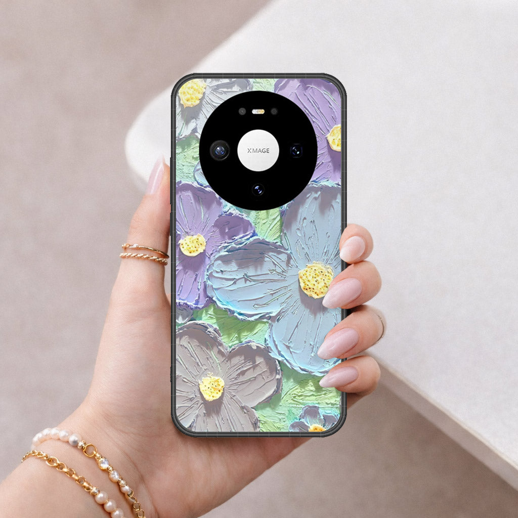 Huawei Mate 80 Cover - Floral Series - Design 1 - Purple & Aqua - HQ Premium Shine Durable Shatterproof Case
