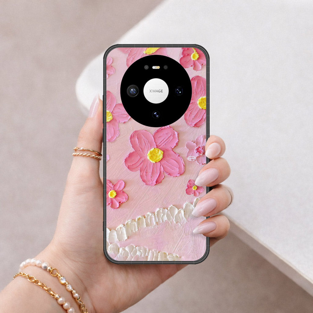 Huawei Mate 80 Cover - Floral Series - Design 2 - Pink - HQ Premium Shine Durable Shatterproof Case