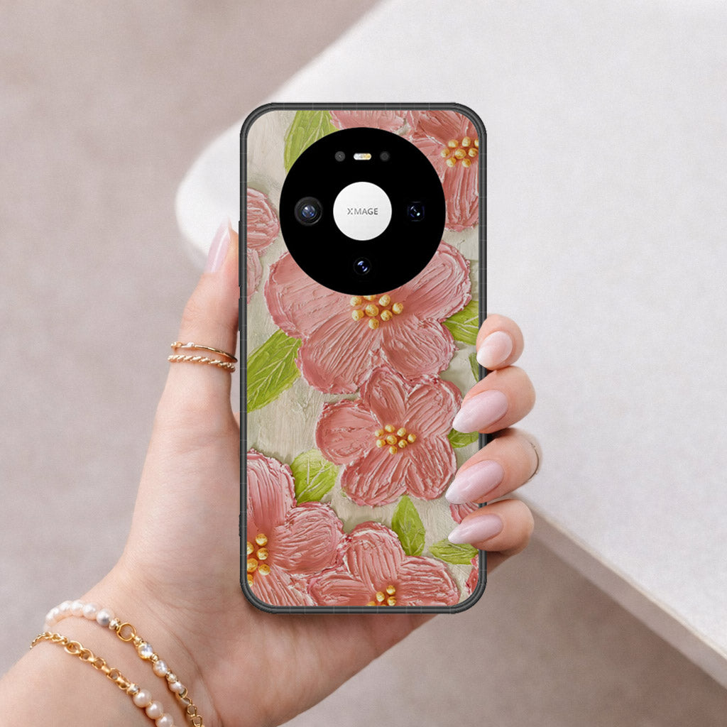 Huawei Mate 80 Cover - Floral Series - Design 9 - Pink & Green - HQ Premium Shine Durable Shatterproof Case