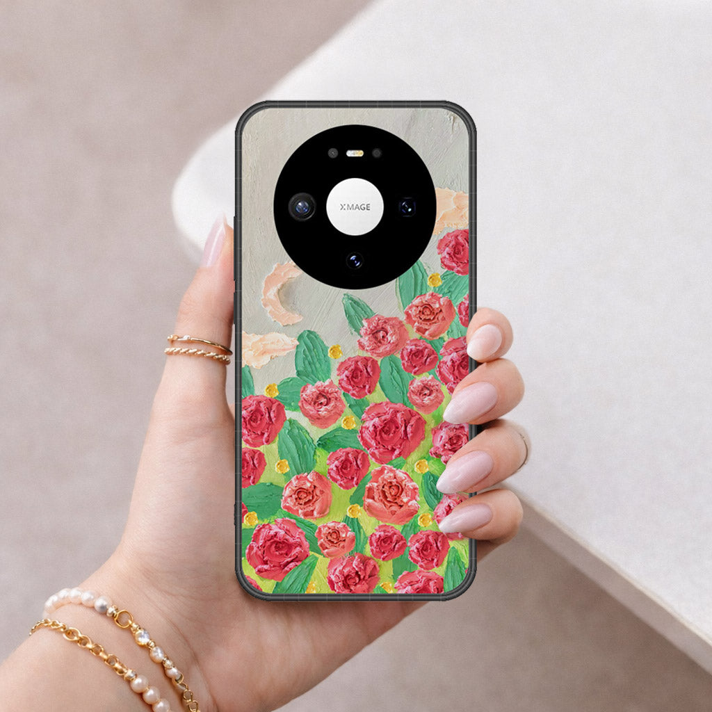 Huawei Mate 80 Cover - Floral Series - Design 10 - Red & Green - HQ Premium Shine Durable Shatterproof Case