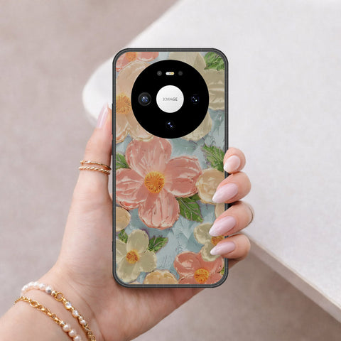 Huawei Mate 80 Cover - Floral Series - Design 16 - Cyan & Pink - HQ Premium Shine Durable Shatterproof Case