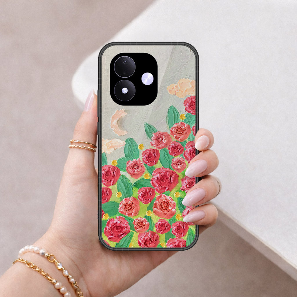 Xiaomi Redmi 17 Cover - Floral Series - Design 10 - Red & Green - HQ Premium Shine Durable Shatterproof Case