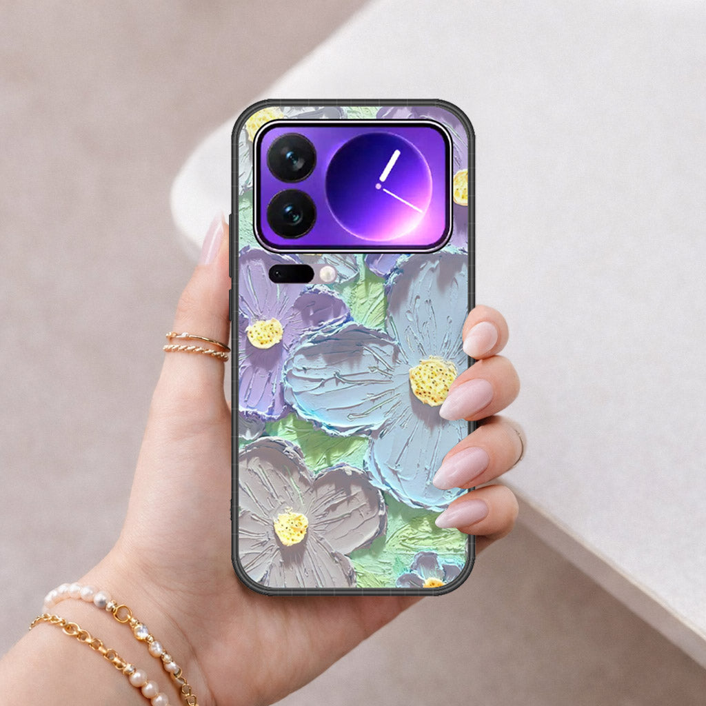 Xiaomi 17 Pro Max Cover - Floral Series - Design 1 - Purple & Aqua - HQ Premium Shine Durable Shatterproof Case