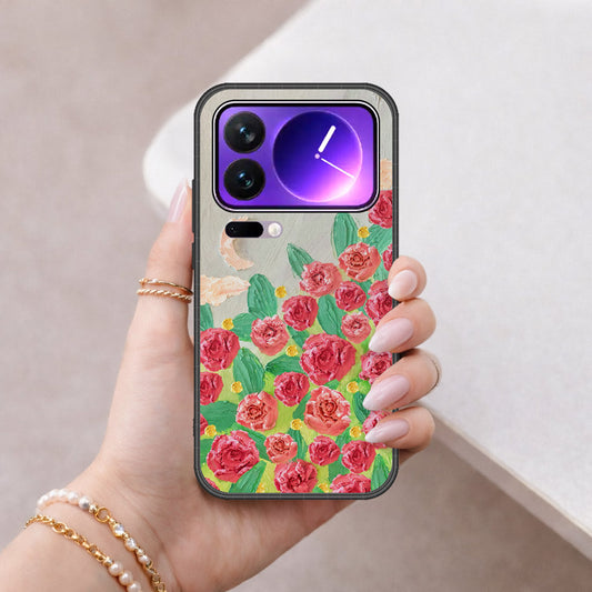 Xiaomi 17 Pro Max Cover - Floral Series - Design 10 - Red & Green - HQ Premium Shine Durable Shatterproof Case