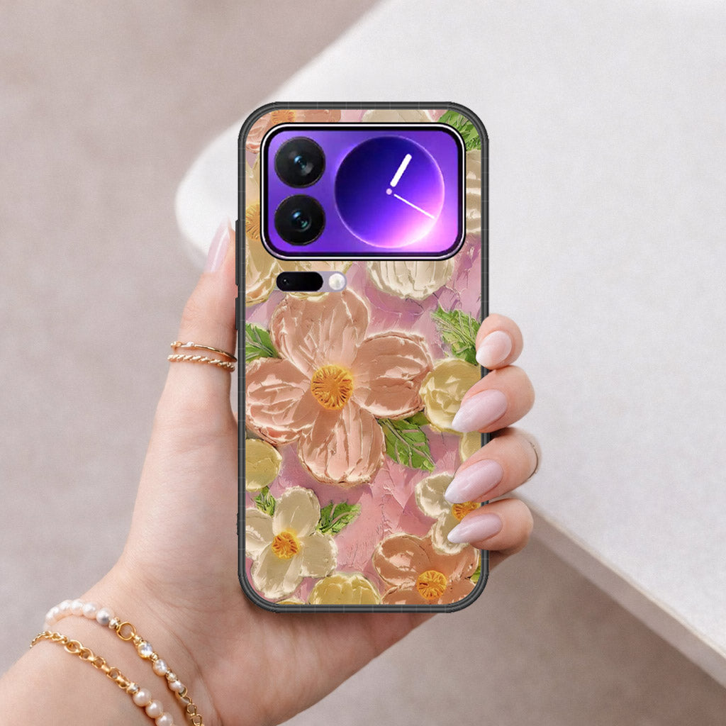 Xiaomi 17 Pro Max Cover - Floral Series - Design 11 - White & Green - HQ Premium Shine Durable Shatterproof Case