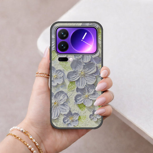 Xiaomi 17 Pro Max Cover - Floral Series - Design 12 - Grey & Green - HQ Premium Shine Durable Shatterproof Case