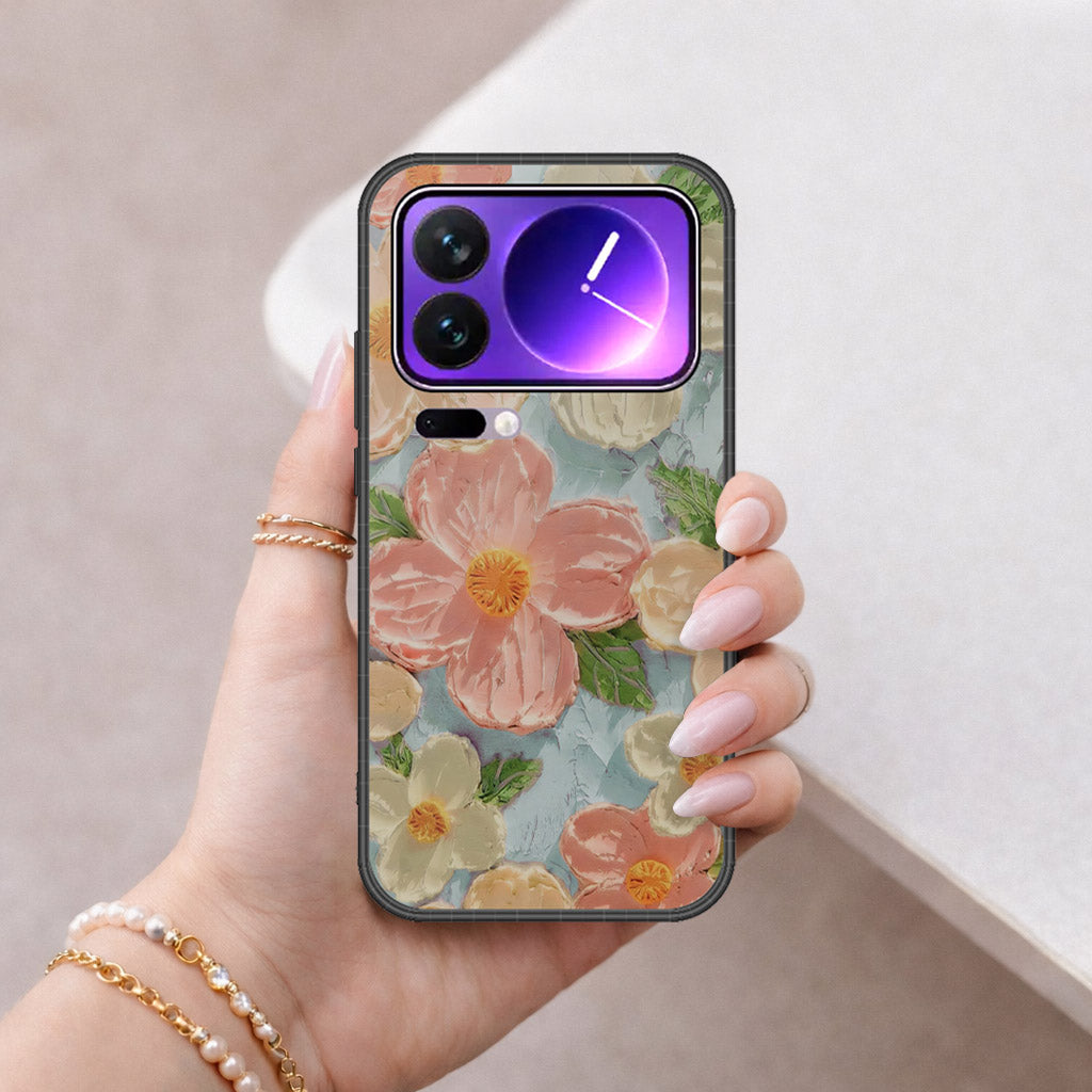 Xiaomi 17 Pro Max Cover - Floral Series - Design 16 - Cyan & Pink - HQ Premium Shine Durable Shatterproof Case