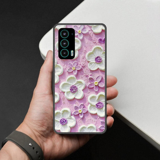 Motorola Edge 20 Cover - Floral Series - Design 4 - Purple & White - HQ Premium Shine Durable Shatterproof Case