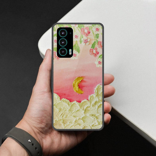 Motorola Edge 20 Cover - Floral Series - Design 7 - Pink & Yellow - HQ Premium Shine Durable Shatterproof Case