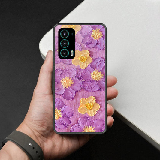 Motorola Edge 20 Cover - Floral Series - Design 8 - Purple & Yellow - HQ Premium Shine Durable Shatterproof Case
